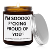 IRmm Funny Graduation Gift for Her/Him, Sooooo Proud of You Graduation Candle Soy Wax Lavender Scented Candle for Party Decorations College Grad Gift