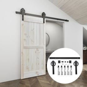 4.9FT/6FT/6.6FT/8FT Black Carbon Steel Big Hanger Roller Interior Sliding Barn Door Hardware (size: 183cm(6ft) kit)